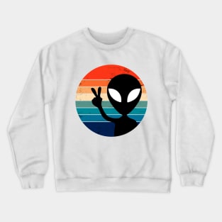 Alien Peace Sign Retro Style Crewneck Sweatshirt